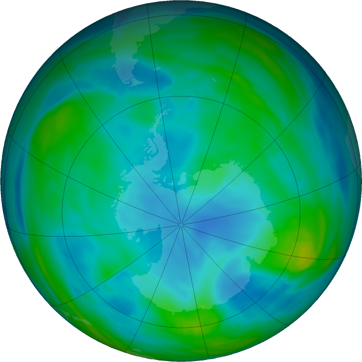 Antarctic ozone map for 19 June 2021
